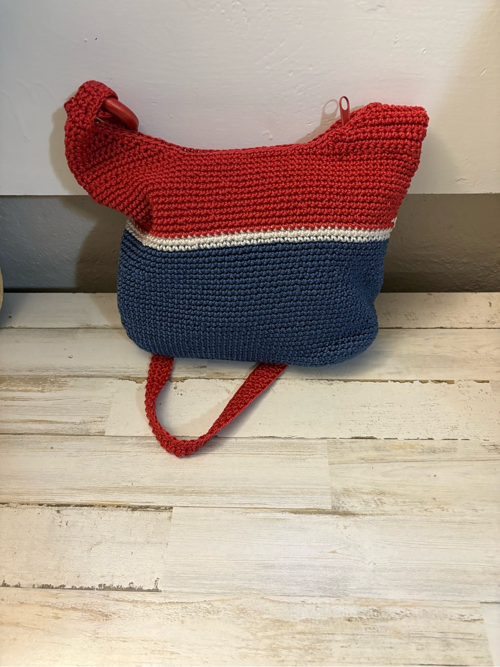 Casual Red and Blue Star Crochet Shoulder Bag - Picture 5 of 5